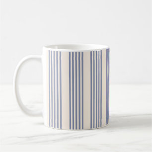 Mug Bleu gris et beige cinq rayures motif