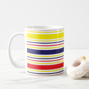 Mug Bleu jaune rouge rayures