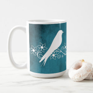 Mug Bleu Lovebirds Vin floral Bouge de café personnal