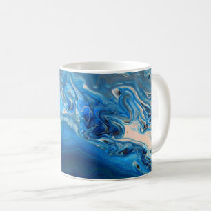 Mug Bleu Marbre Agate Texture Fluide Art 