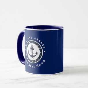 Mug Bleu Marine Ancre nautique club bateau marina