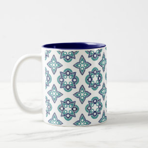 Mug bleu marine et design turquoise