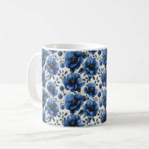 Mug Bleu marine rétro mignon élégant chic fleur 