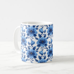 Mug Bleu marine rétro mignon élégant chic fleur vintag