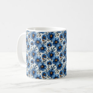 Mug Bleu marine Rétro Mignon Vintage Élégant Chic Fleu