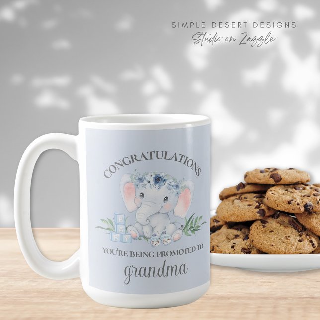 Mug Bleu mignon promu à Grand-mère Grossesse (Blue Pregnancy Announcement Baby Reveal Mug)