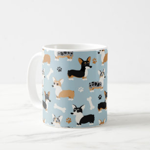 Mug Bleu Motif de Corgi