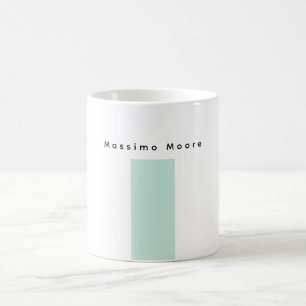 Mug Bleu Noir Blanc Simple Élégant Nom Personnel