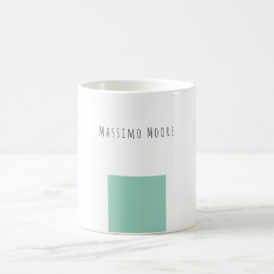 Mug Bleu Noir Blanc Simple Élégant Nom Personnel