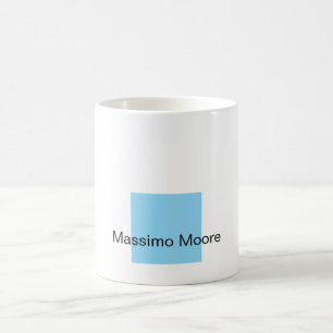 Mug Bleu Noir Blanc Simple Élégant Nom Personnel