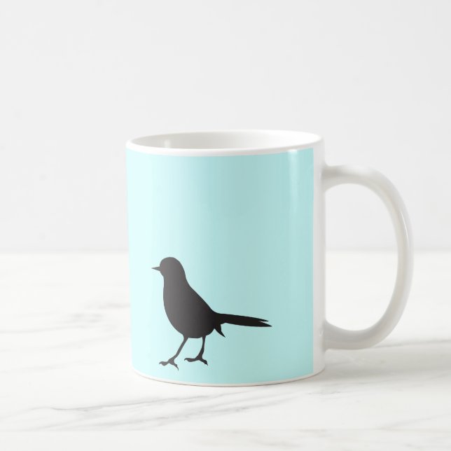 Mug Bleu noir et blanc d'oiseau de moineau de (Droite)