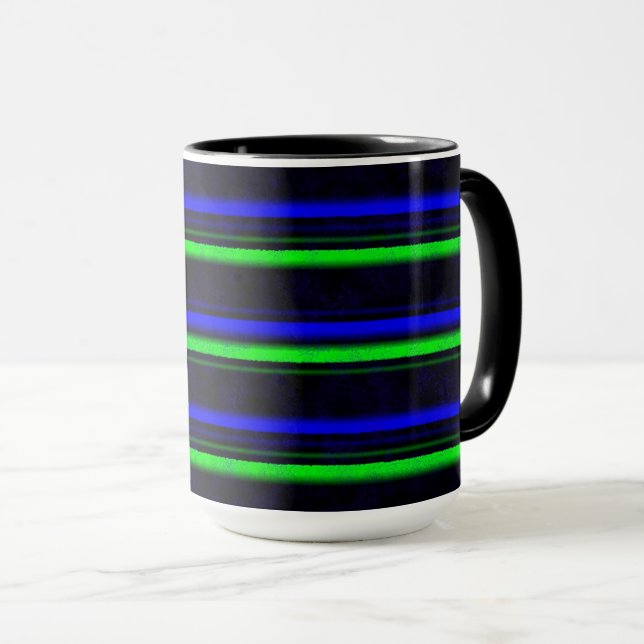 Mug Bleu Noir Grandes Vertes (Devant droit)