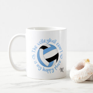 Mug bleu noir Le terrain de volley est mon endroit heu