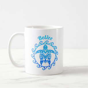 Mug Bleu Océan Tortue Tribale Belize