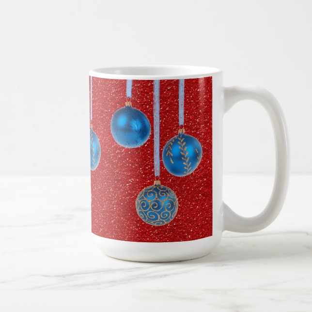 Mug Bleu or Parties scintillant rouge Joyeux Noël Baub (Droite)