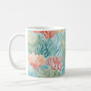 Mug Bleu Orange Coral Reef Plage Océan Côtier