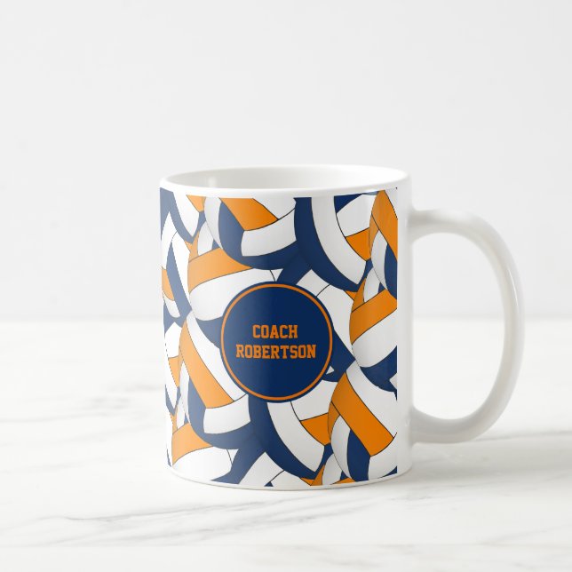 Mug bleu orange école couleurs volleball entraîneur ca (Droite)