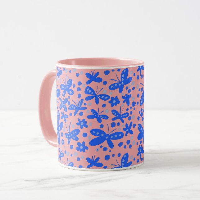 Mug Bleu papillon (Devant gauche)