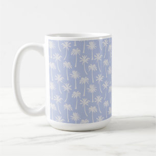 MUG BLEU PASTEL AVEC PALMIERS TROPICAUX D'ÉTÉ