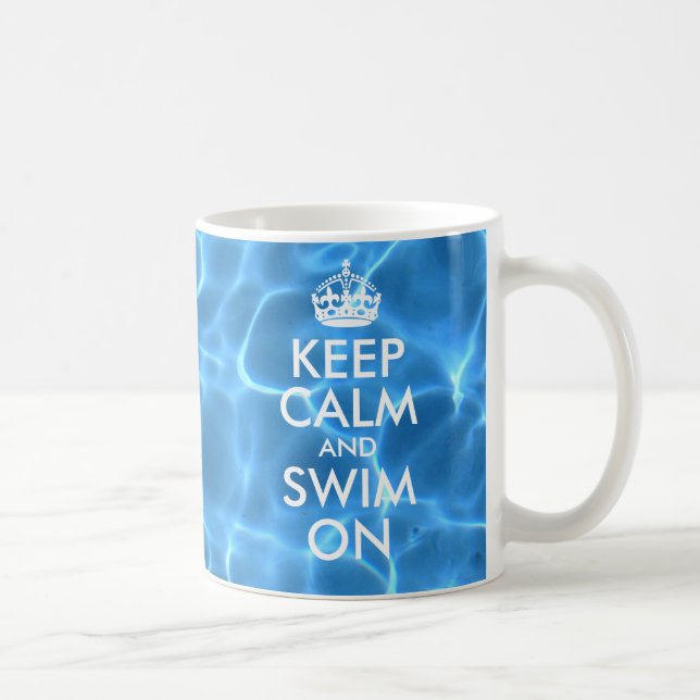 Mug Bleu Piscine Eau Calme et Baignade (Droite)