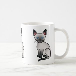 Mug Bleu Point Siamese Cat Cute Dessin Illustration