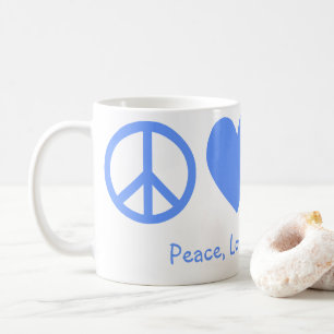 Mug Bleu Poudreux Paix, Amour et Bicyclettes
