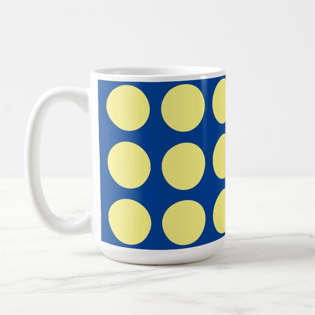 Mug Bleu profond Jaune Pois tendance (Gauche)