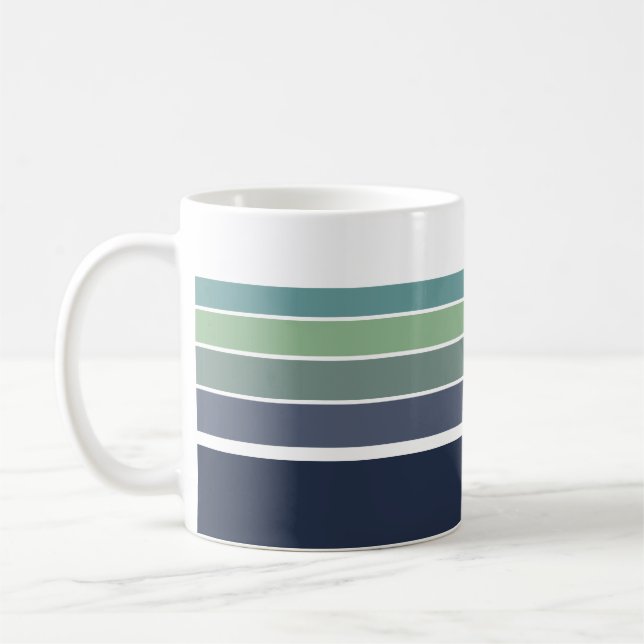 Mug Bleu rétro/mod et vert rayé (Gauche)