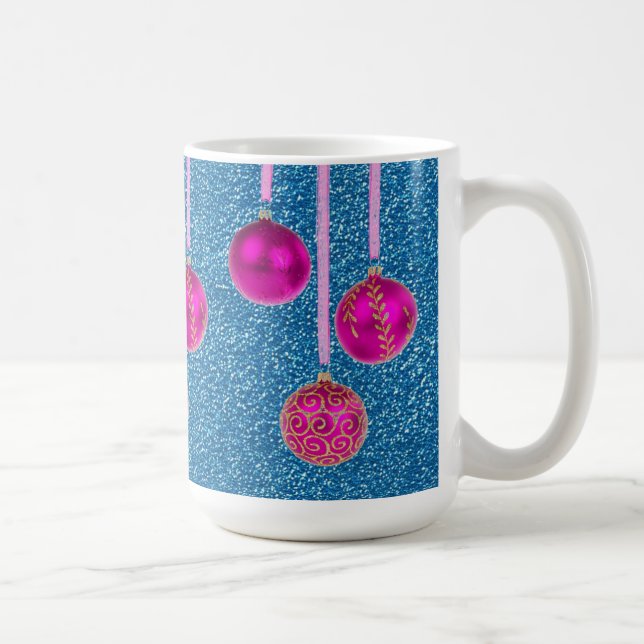 Mug Bleu rose chaud Parties scintillant Joyeux Noël Ba (Droite)