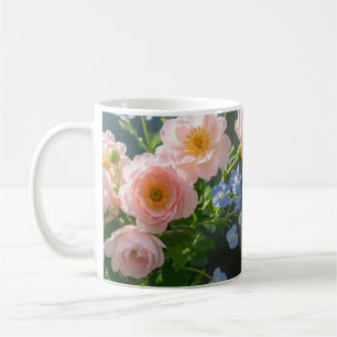 Mug Bleu rose Fleurs délicates