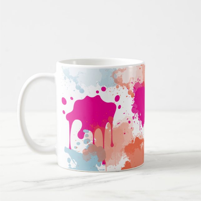 Mug Bleu rose orange Abstrait Peinture (Gauche)