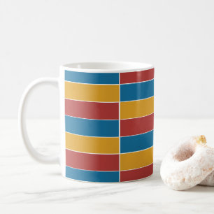 Mug Bleu rouge et rayures jaune