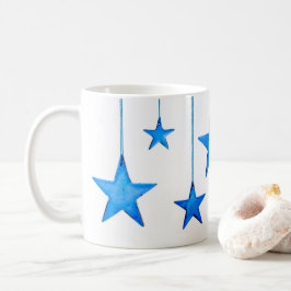 Mug Bleu simple noir étoiles de Noël ornements photo
