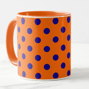 Mug Bleu Sur Orange Pois Design Motif