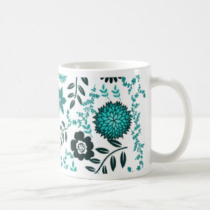 Mug Bleu turquoise et vert motif foncé