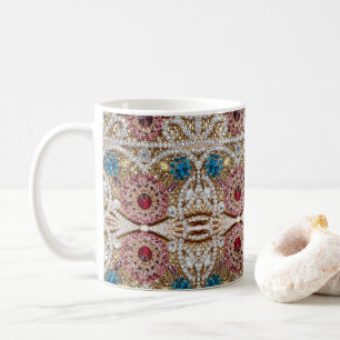 Mug bleu turquoise or bordeaux rose bohème