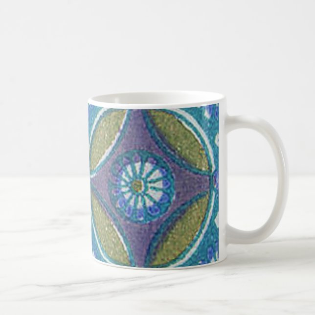 Mug Bleu vert Rustique Boho Motif circulaire géométriq (Droite)