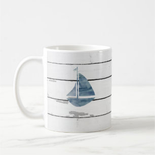 Mug Bleu voilier Nautique Navette Rustique