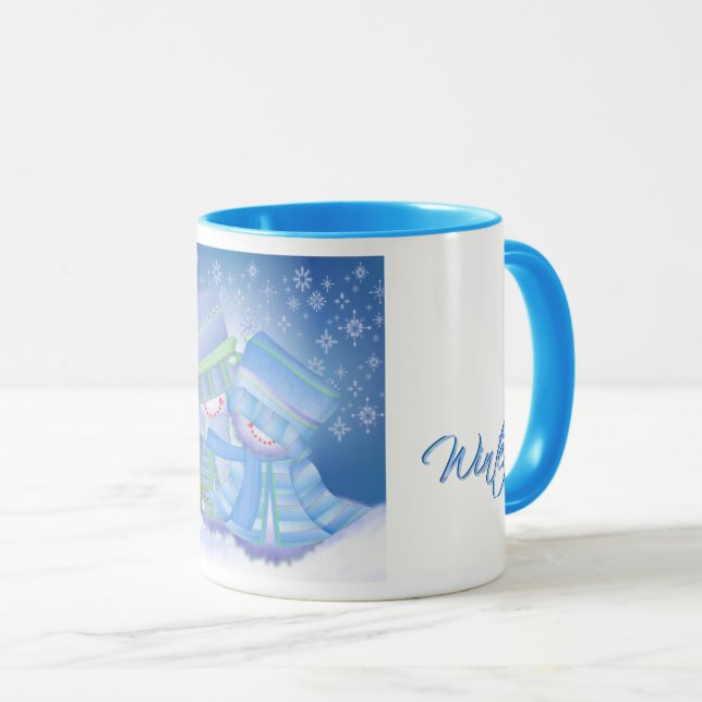 Mug Bleus d'hiver de Noël (Devant droit)