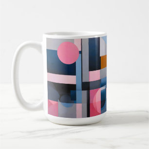 Mug Bleus et roses subtils dans l'abstraction géométri