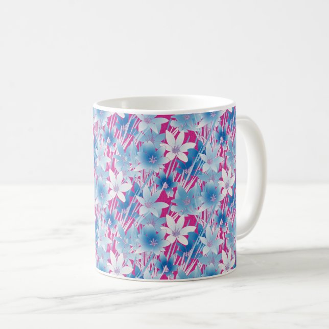 Mug Bliss floral bleu et rose (Devant droit)