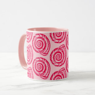 Mug Bloc de coquillages spiraux Imprimer, rose de cora