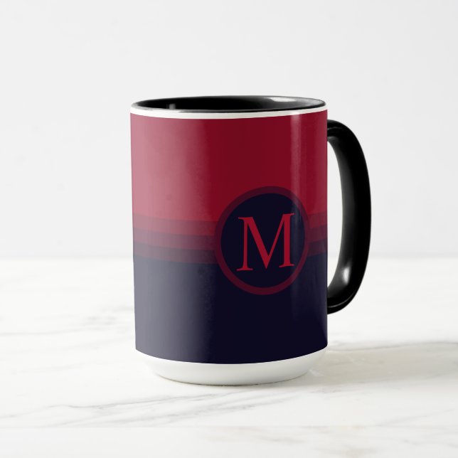 Mug Bloc de couleur bleu marron rouge bleu marine (Devant droit)