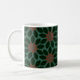 Mug Bloc Imprimer Carrelage Fleurs vert foncé rouge