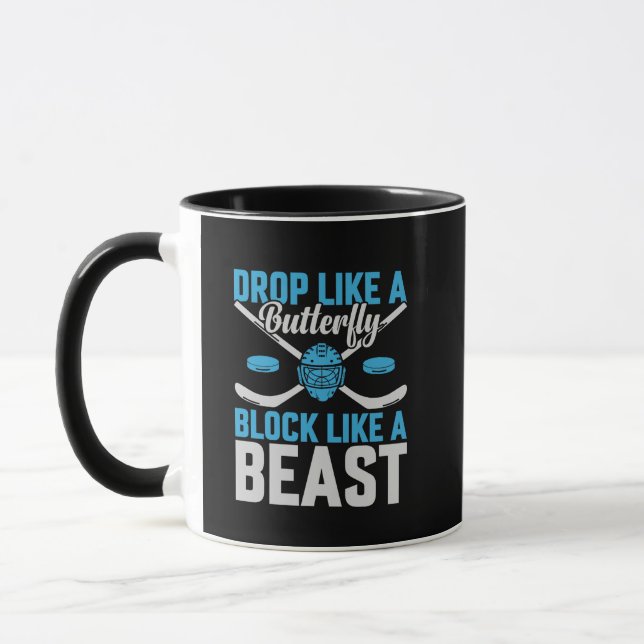 Mug Blocage de but de hockey comme une bête (Gauche)