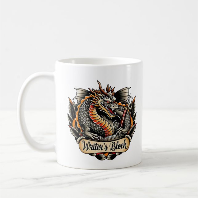 Mug Blocage de l'écrivain dragon tatouage écriture hum (Gauche)