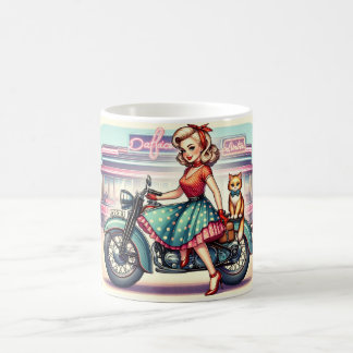 Mug Blond fille sur vélo avec son gingembre chat pin u