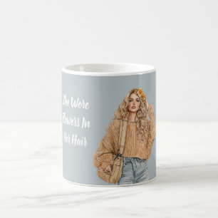 Mug Blond Jeans Fleurs dans les Cheveux