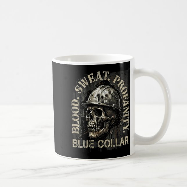 Mug Blood Sweat Profanity Construction Worker Skull Bl (Droite)