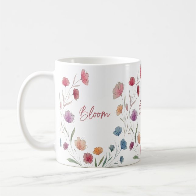 Mug Bloom Floral Soft Pastel Botanical Inspirational  (Gauche)